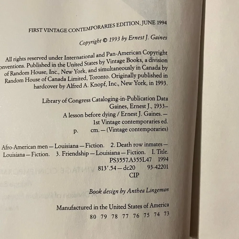 A Lesson‎ Before Dying Book